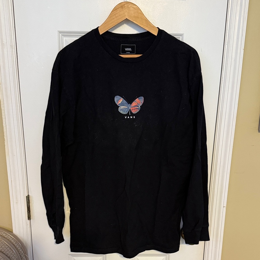 Vans Black Long Sleeve with Multicolor Butterfly